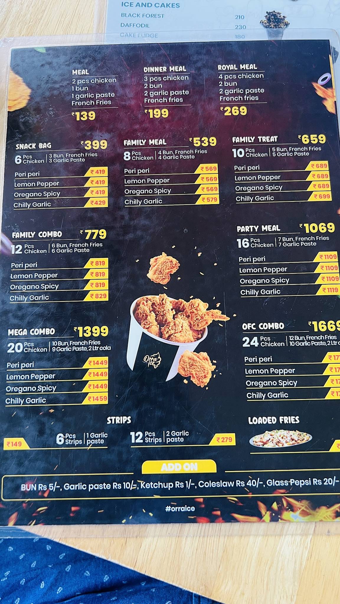 ORRAICE RESTO CAFE menu