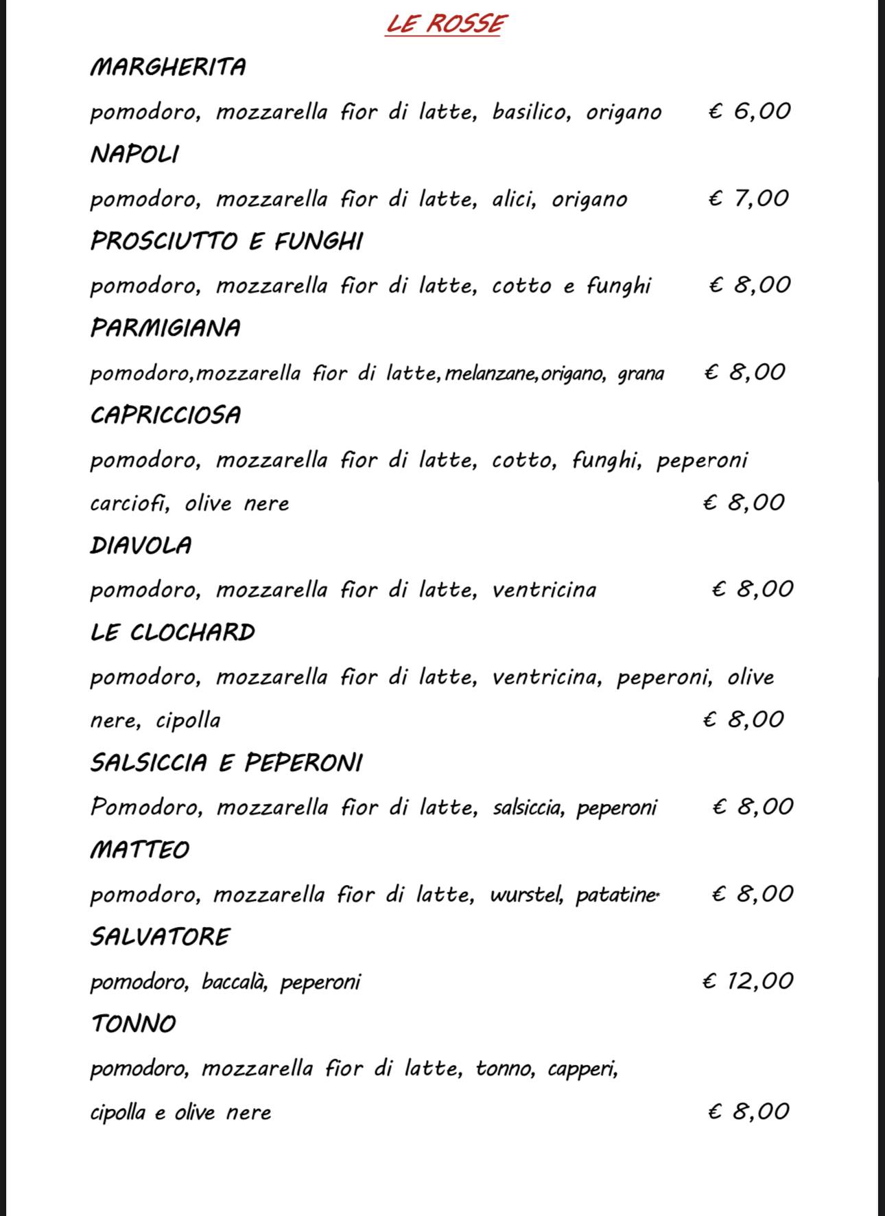Menu di Ristorante Le Clochard 