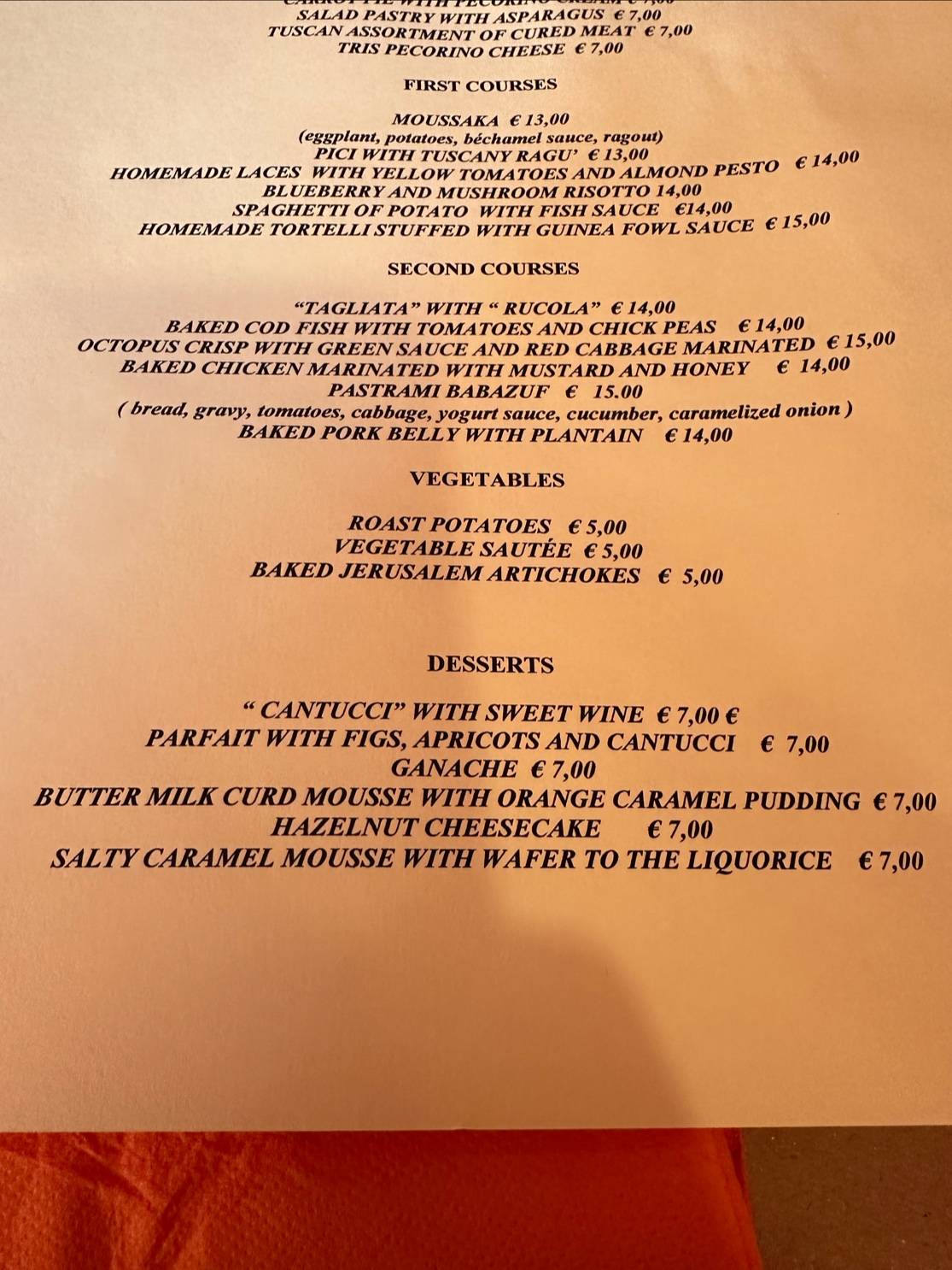 Menu di Osteria Babazuf Siena 