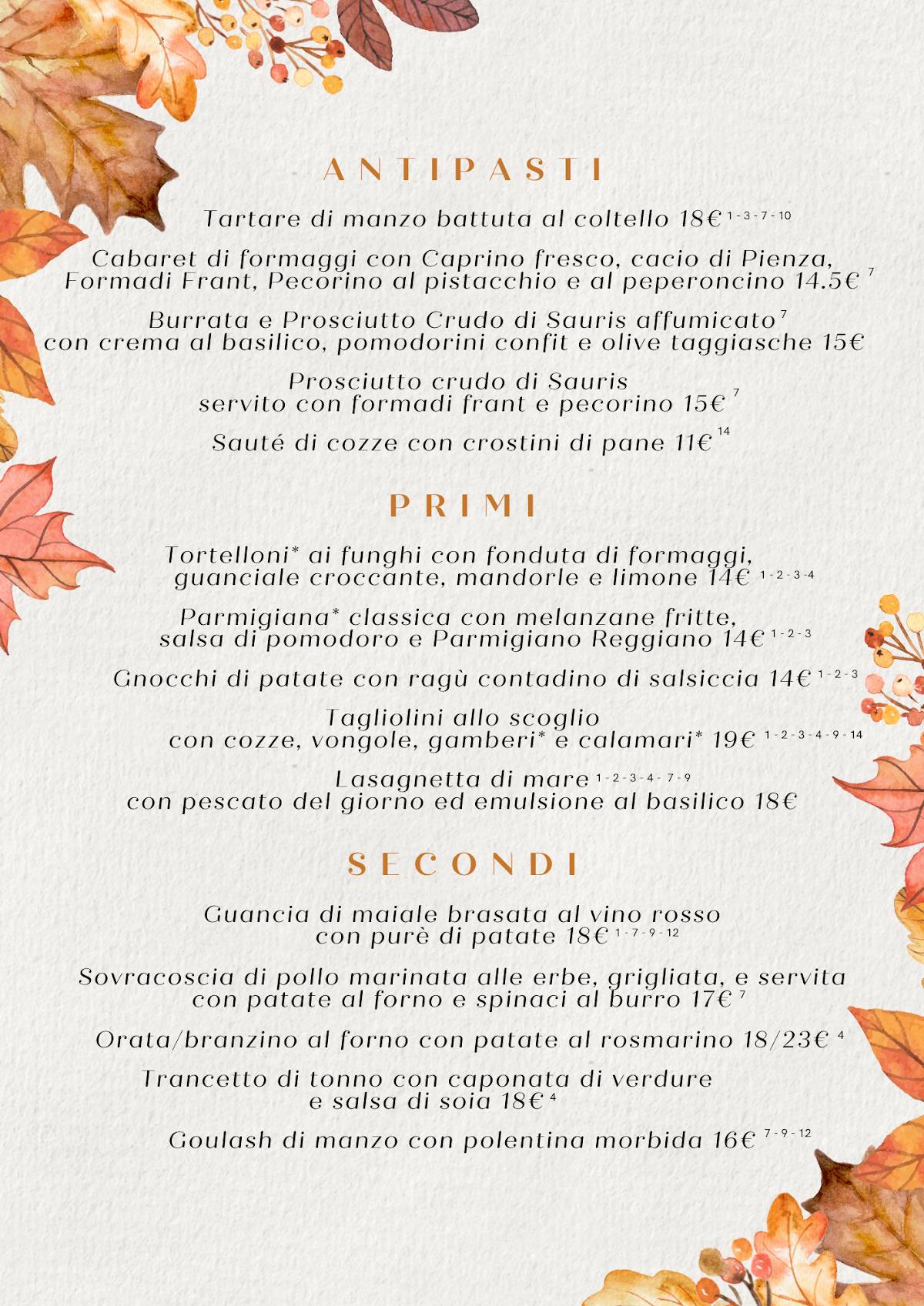 Menu di Osteria Becco 