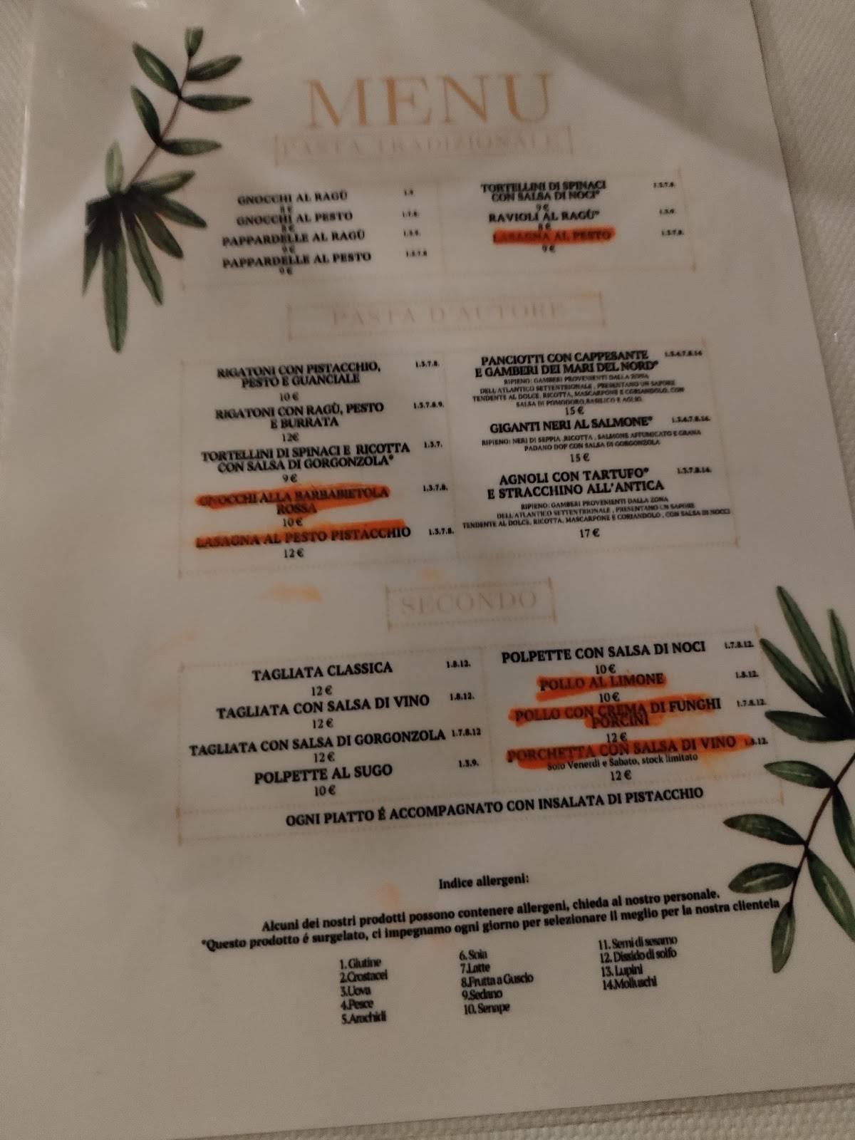 Menu di Osteria Da Canneto