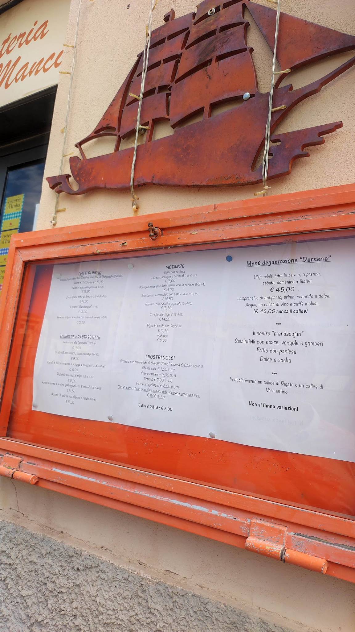 Menu di Osteria delle Mancine 