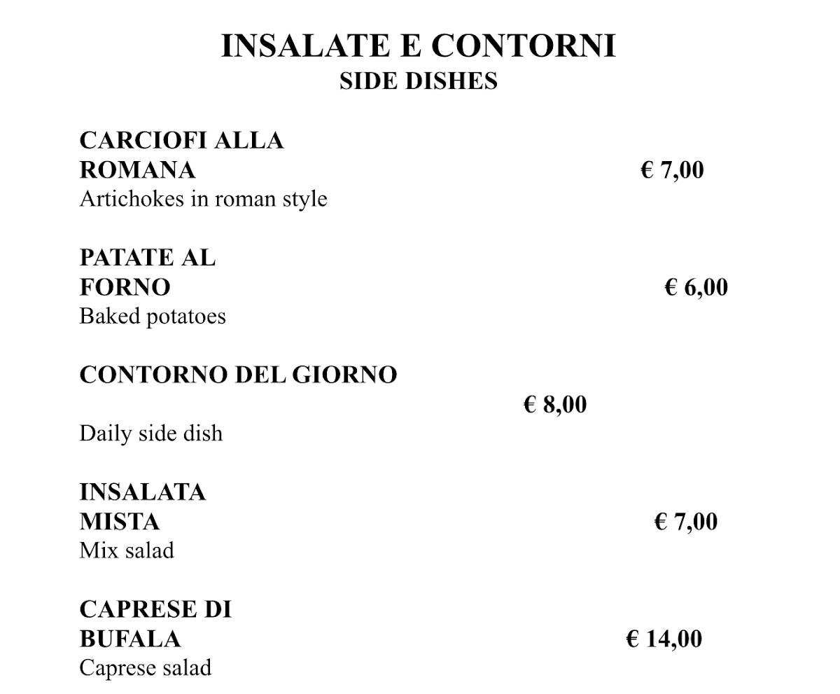 Menu di Osteria Der Belli 