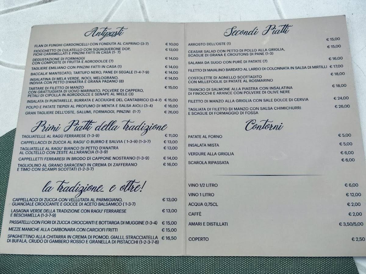 Menu di Osteria I Quattro Angeli 