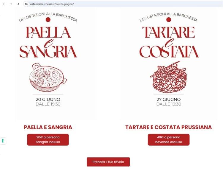 Menu di Osteria La Barchessa 