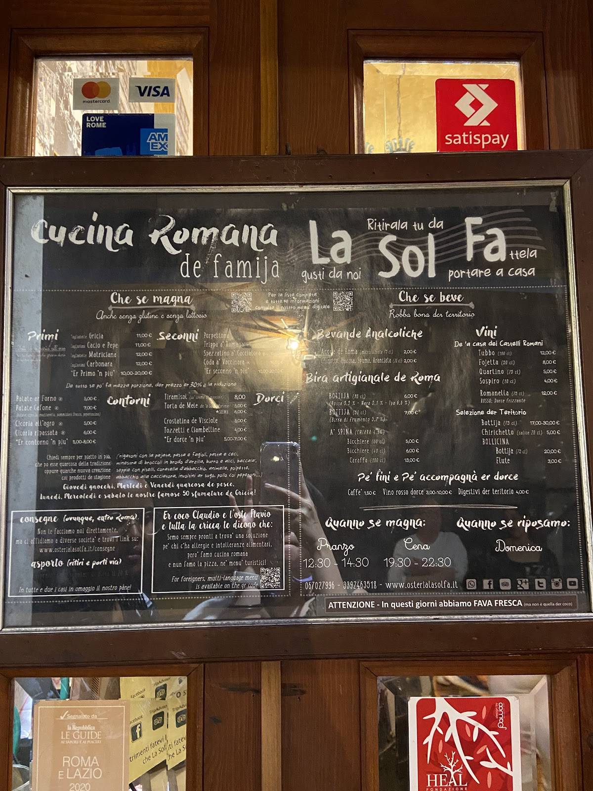 Menu di Osteria La Sol Fa 