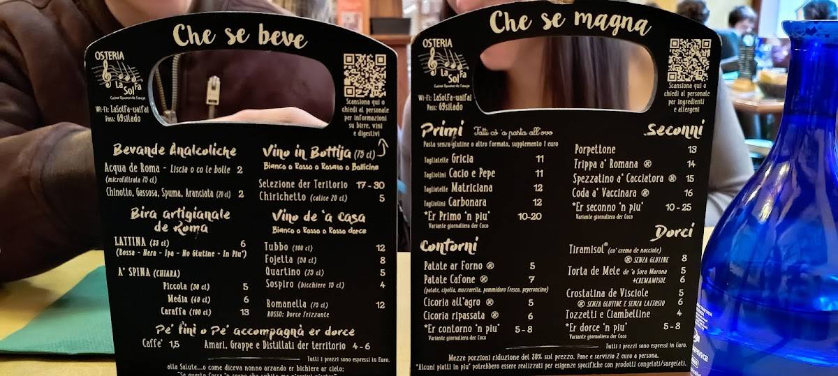 Menu di Osteria La Sol Fa 