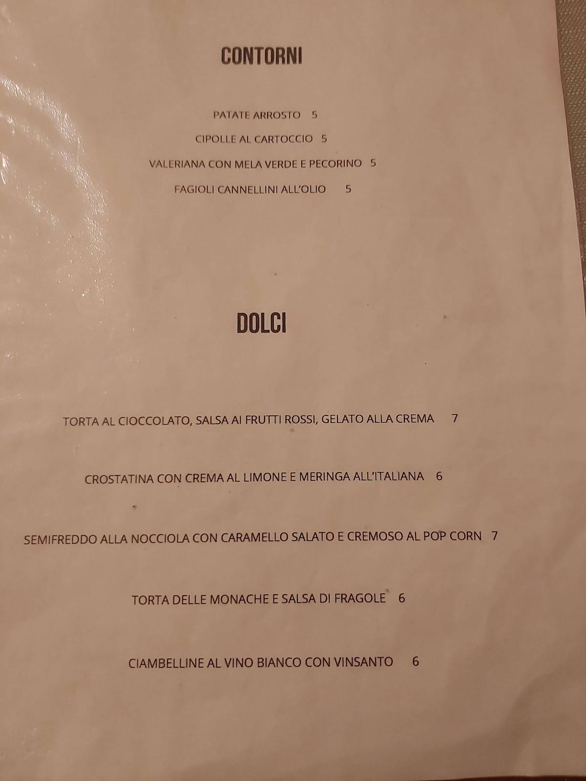 Menu di Osteria Le Civette 
