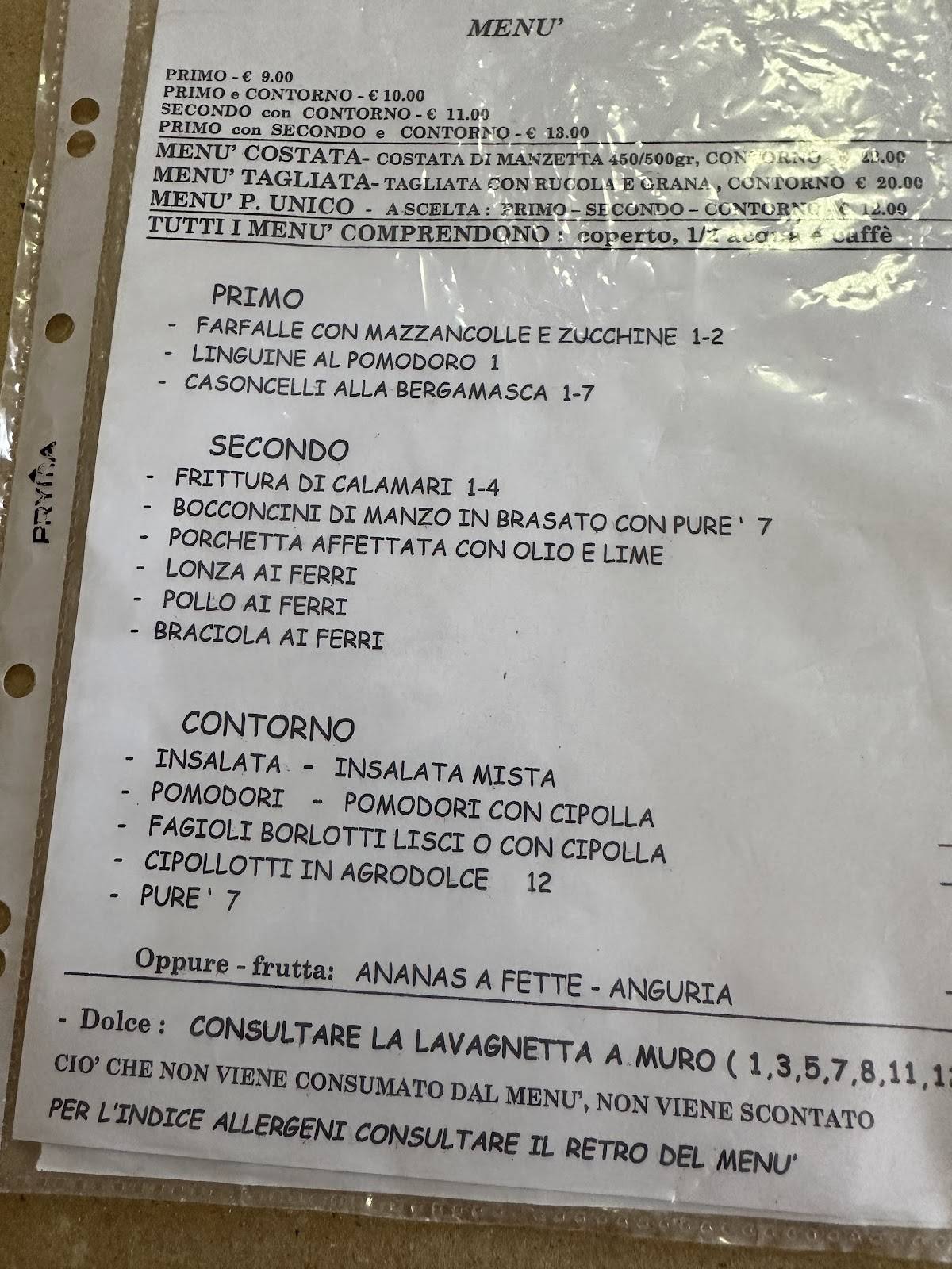 Menu di Osteria Nonno Fiore 