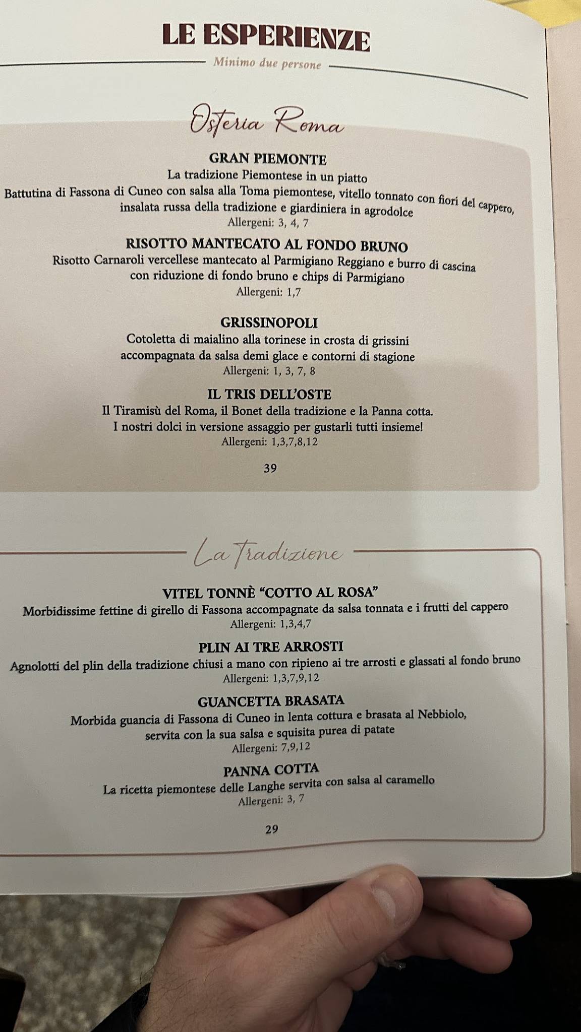 Menu di Osteria Roma 