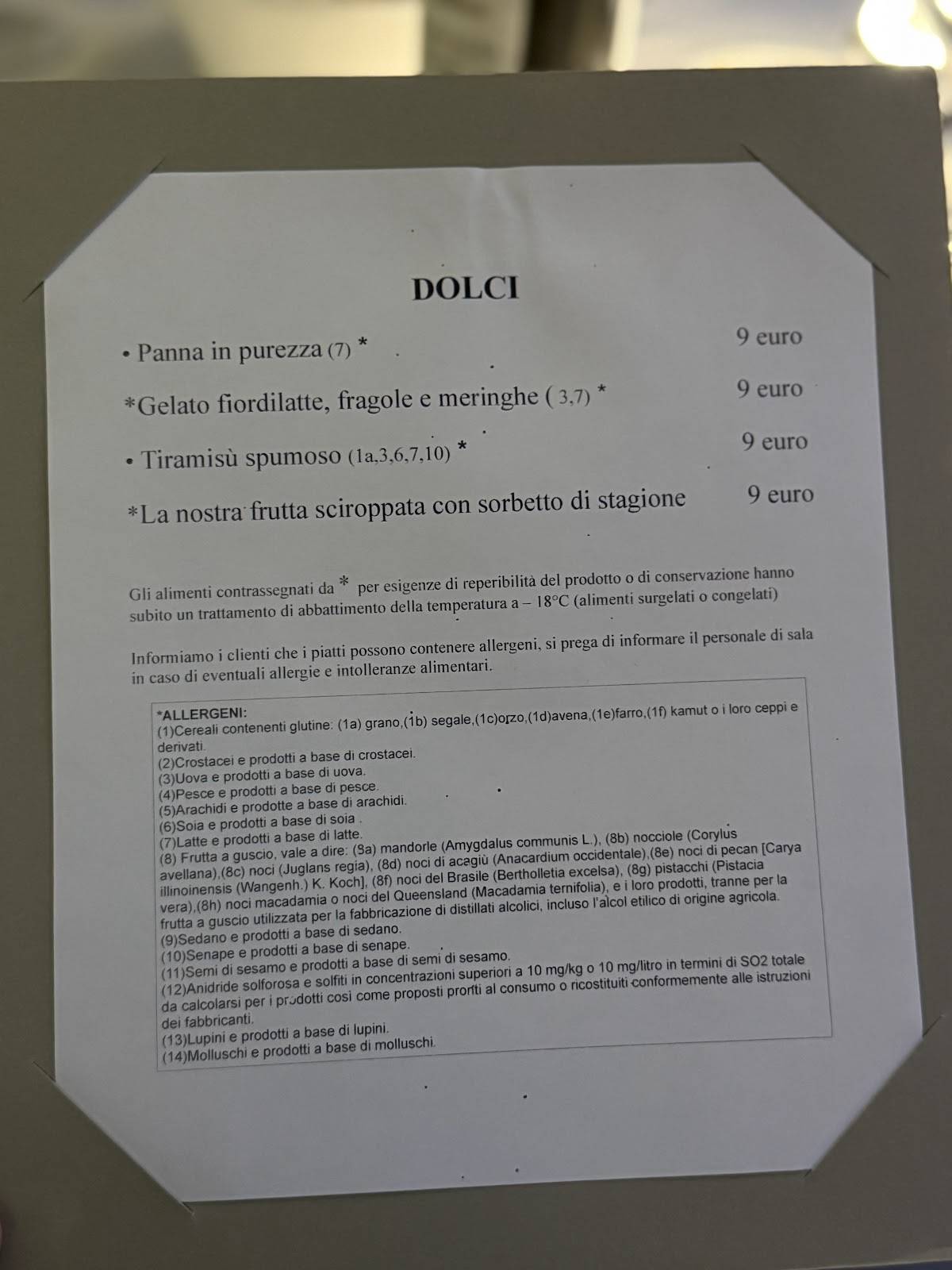 Menu di Osteria Tre case 