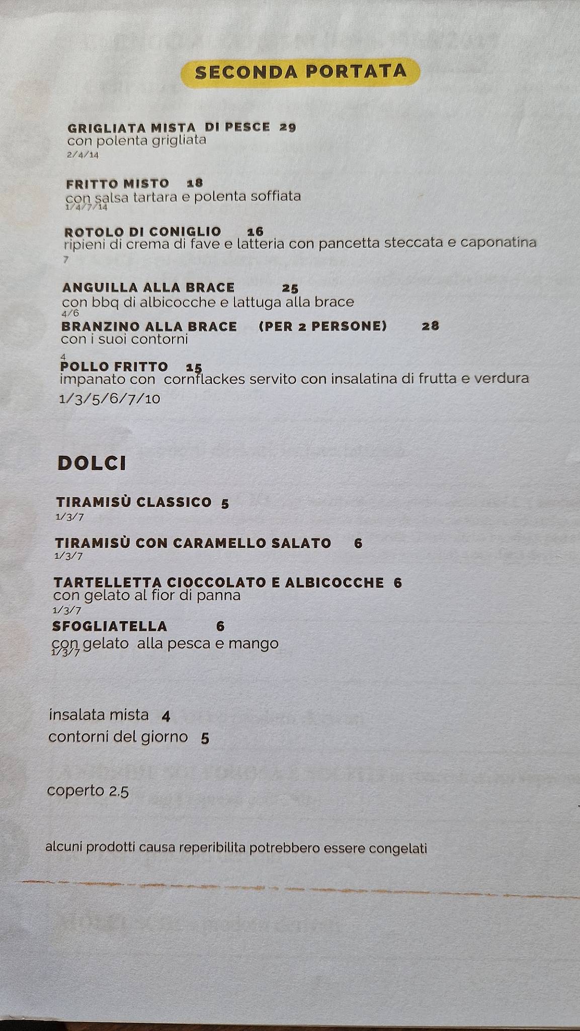 Menu di Bar Trattoria - Al Cacciatore 