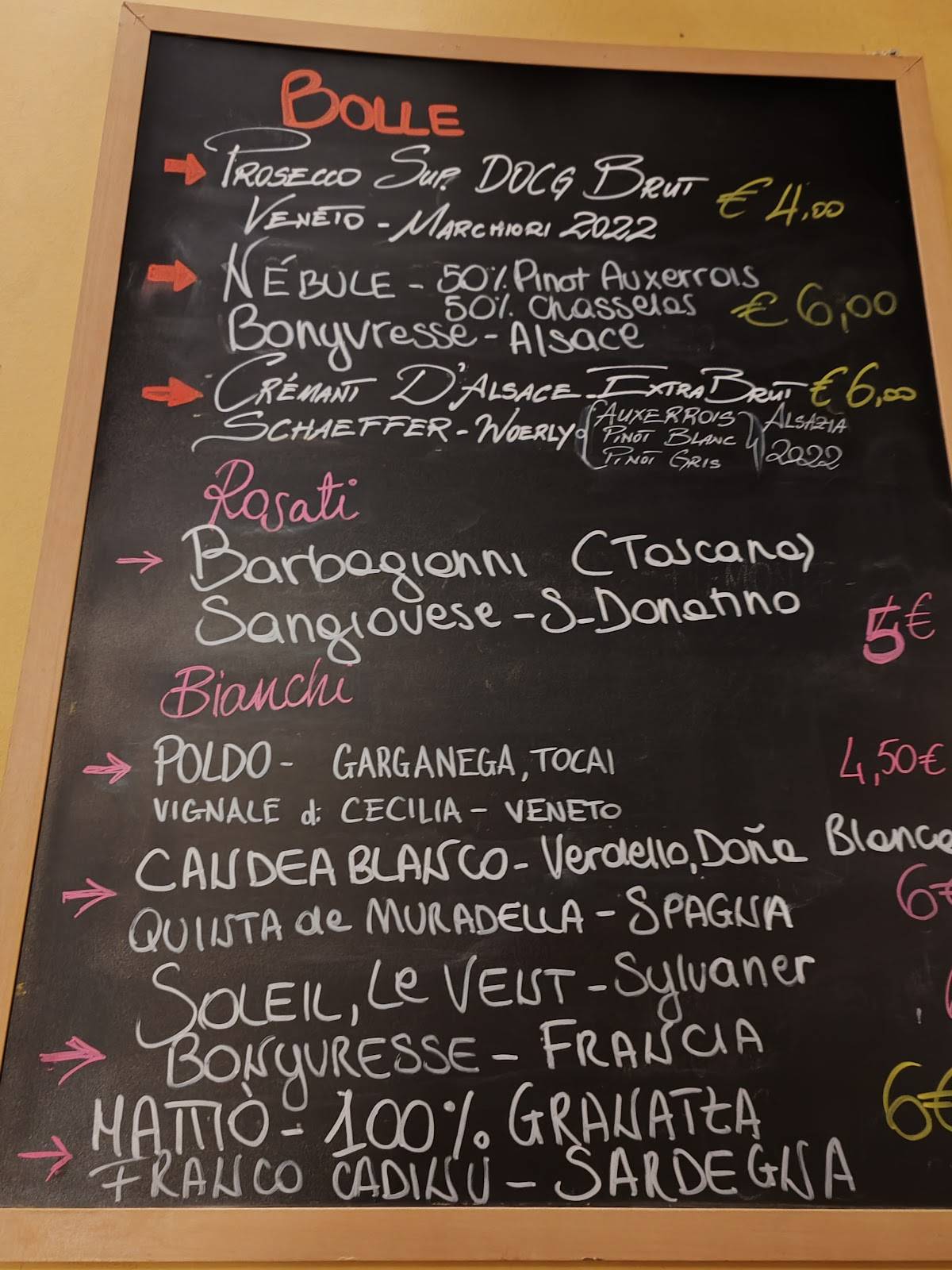 Menu di Osteria la Ruta 
