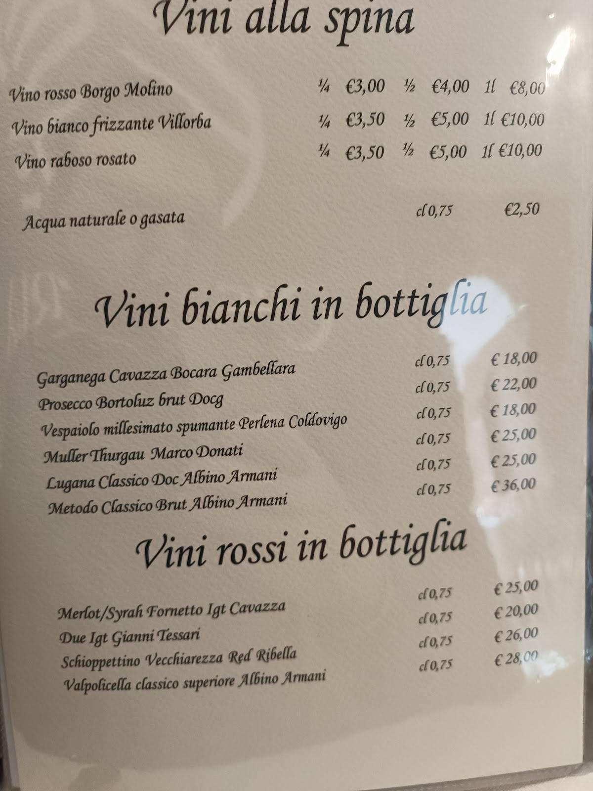 Menu di O'steria 