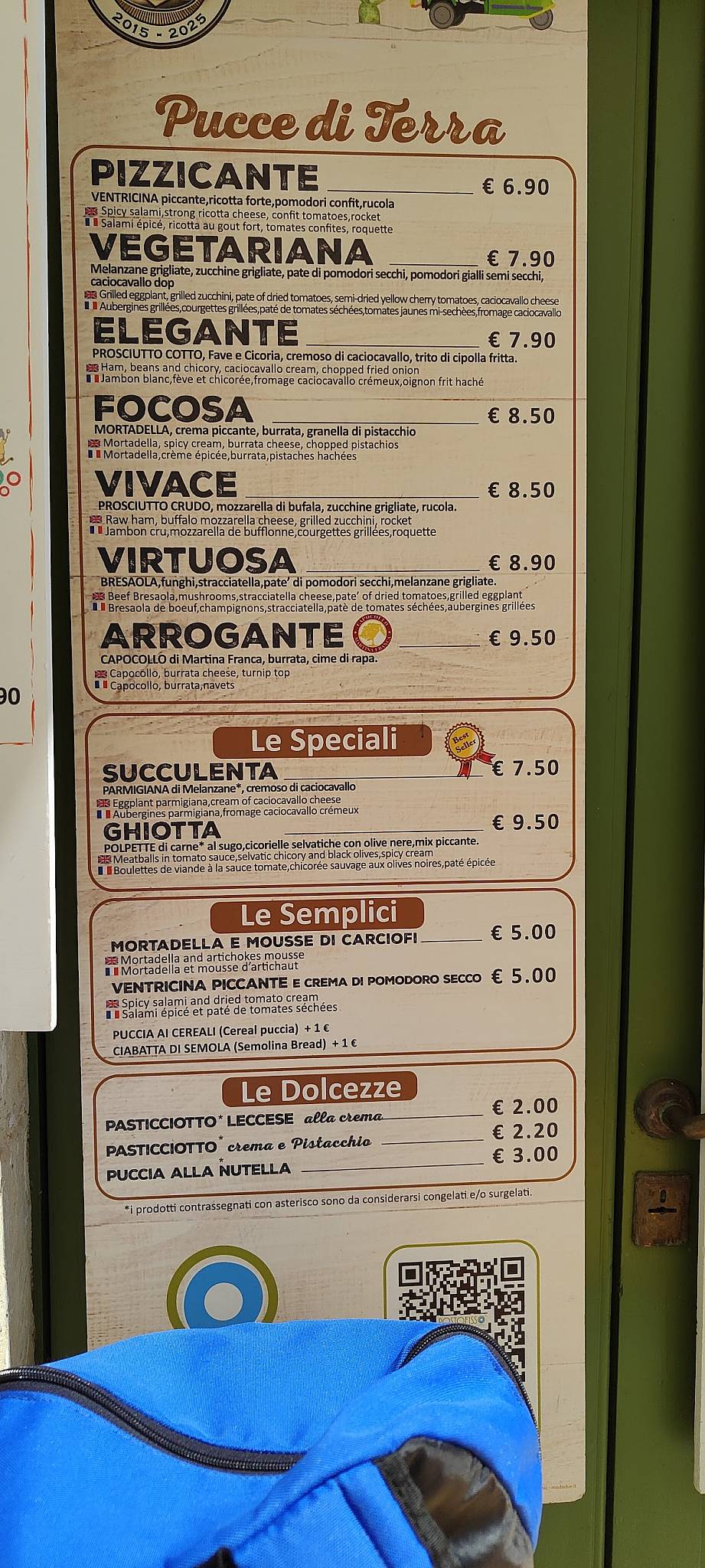Menu di Postofisso pucceria agricola 