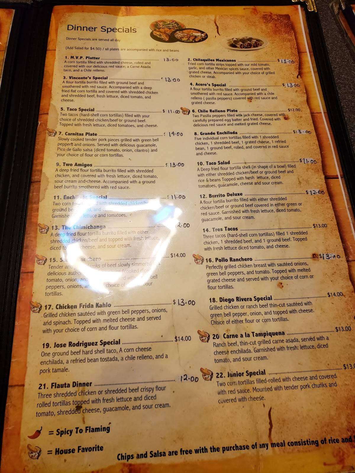 Menu at Oyster's Mexican & Seafood restaurant, Kingman
