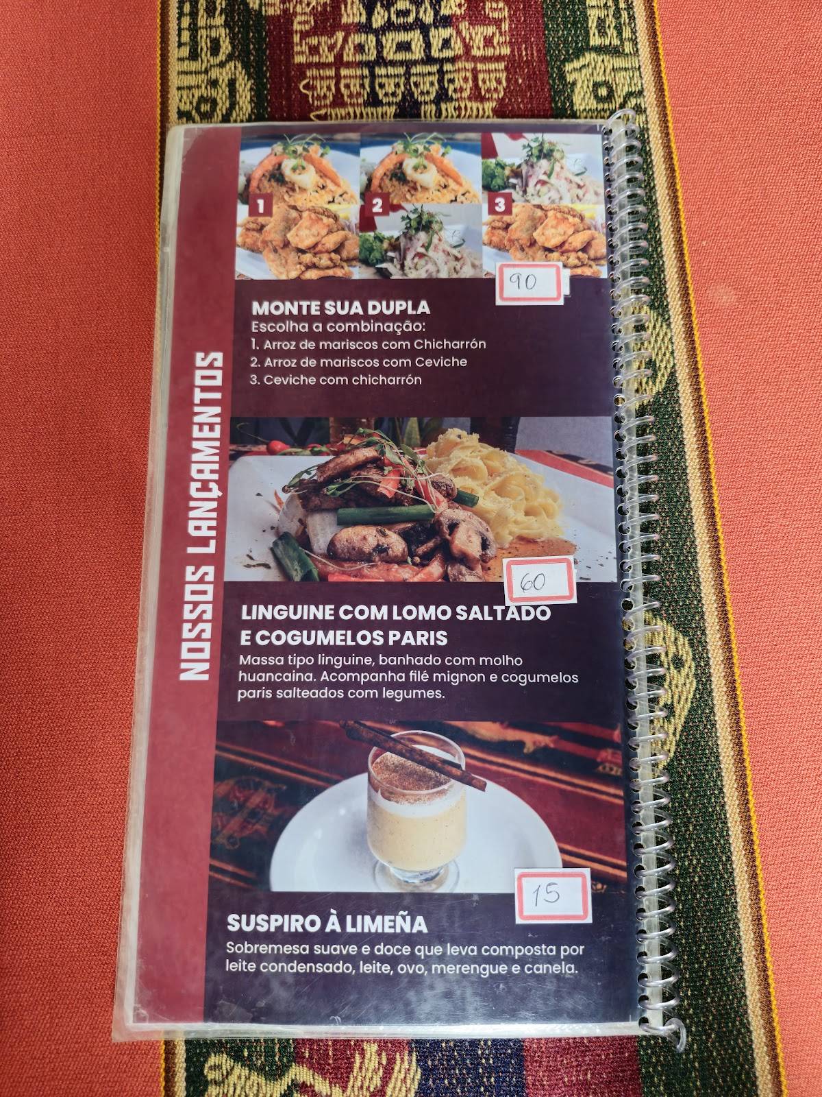 Perú Tradición cardápio