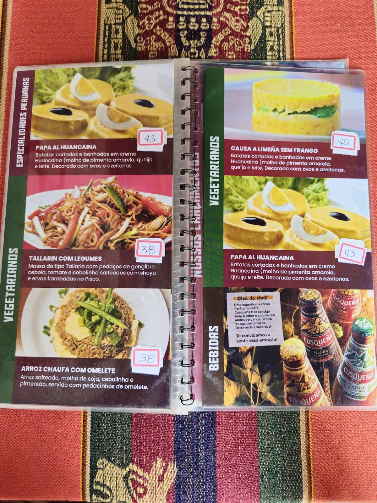 Perú Tradición cardápio