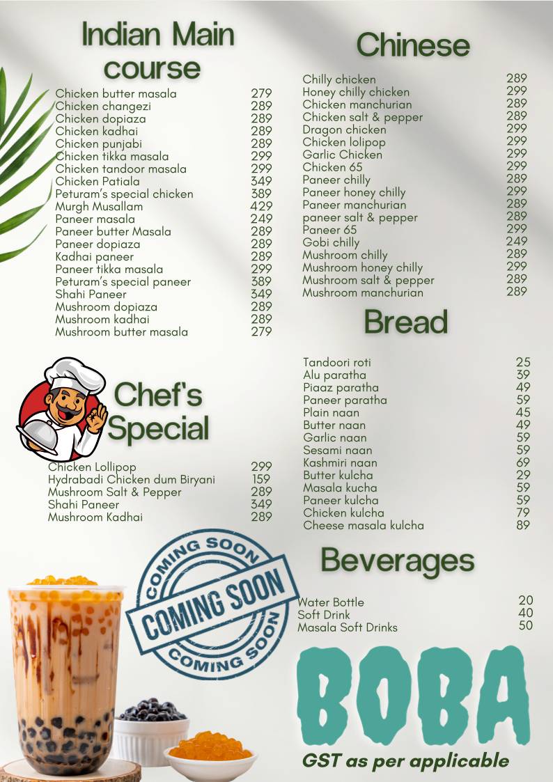 PETURAM menu