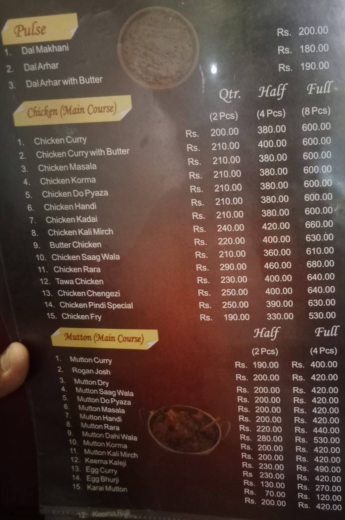 PINDI RESTAURANT menu