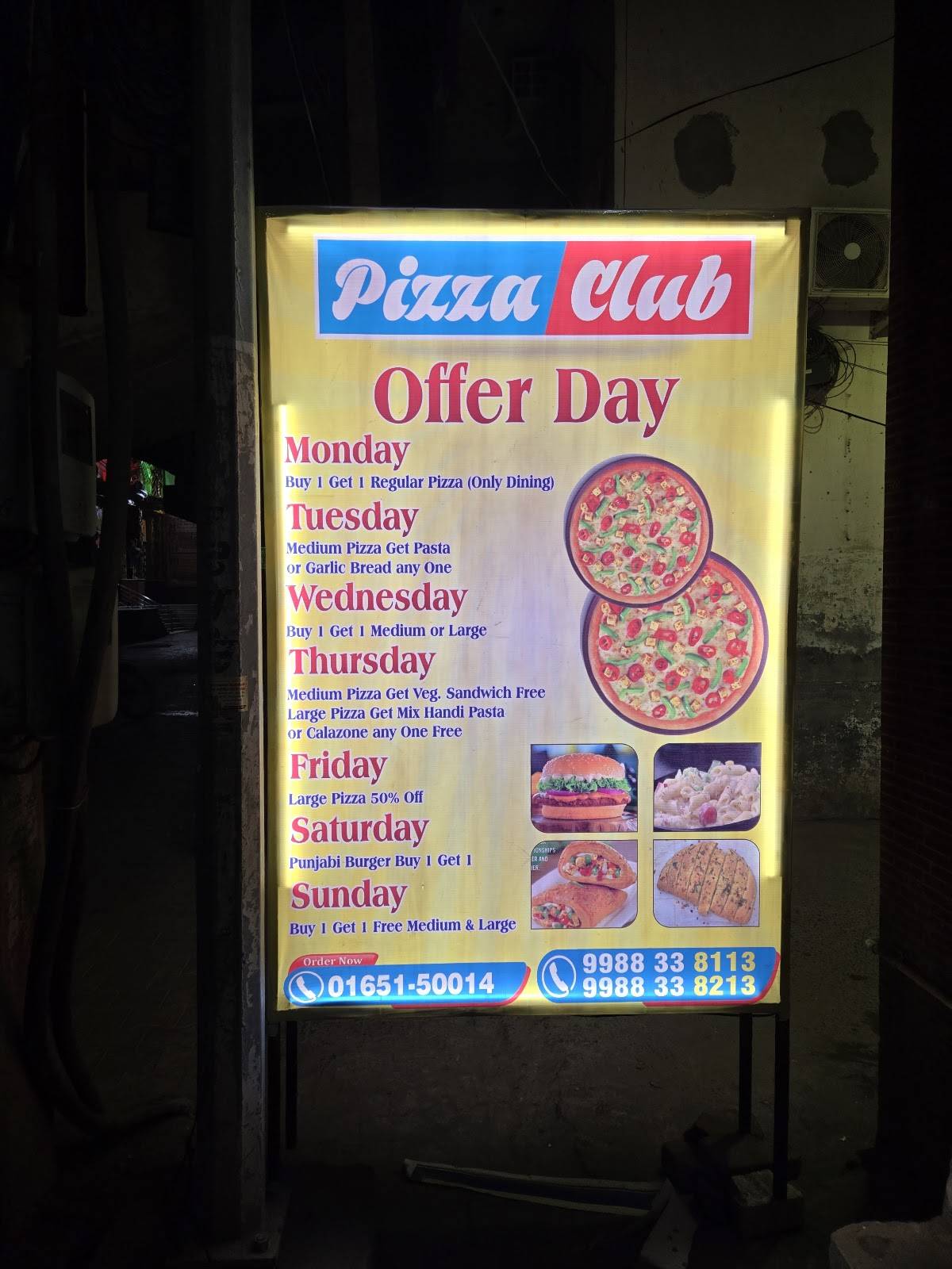 PIZZA CLUB menu
