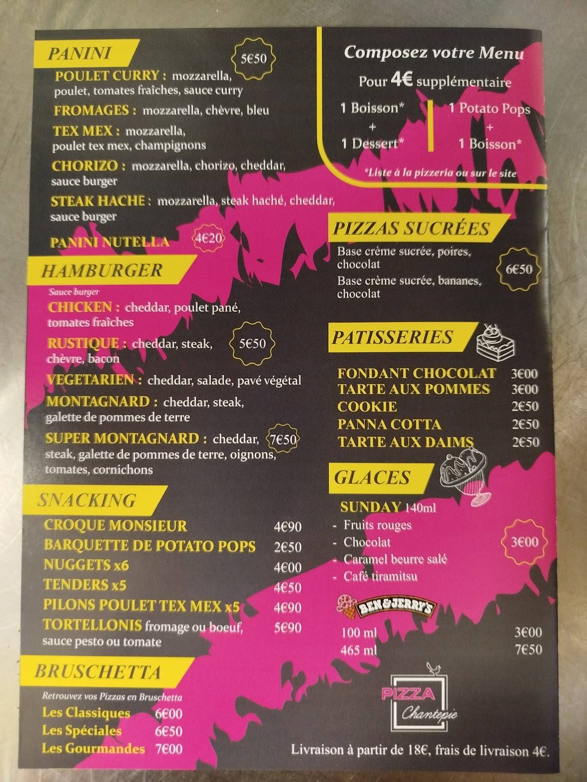 Menu de PIZZA Chantepie