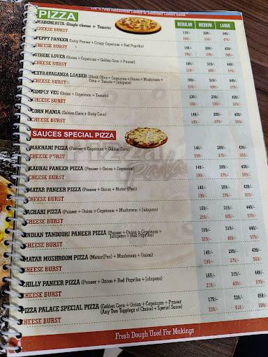 PIZZA PALACE menu