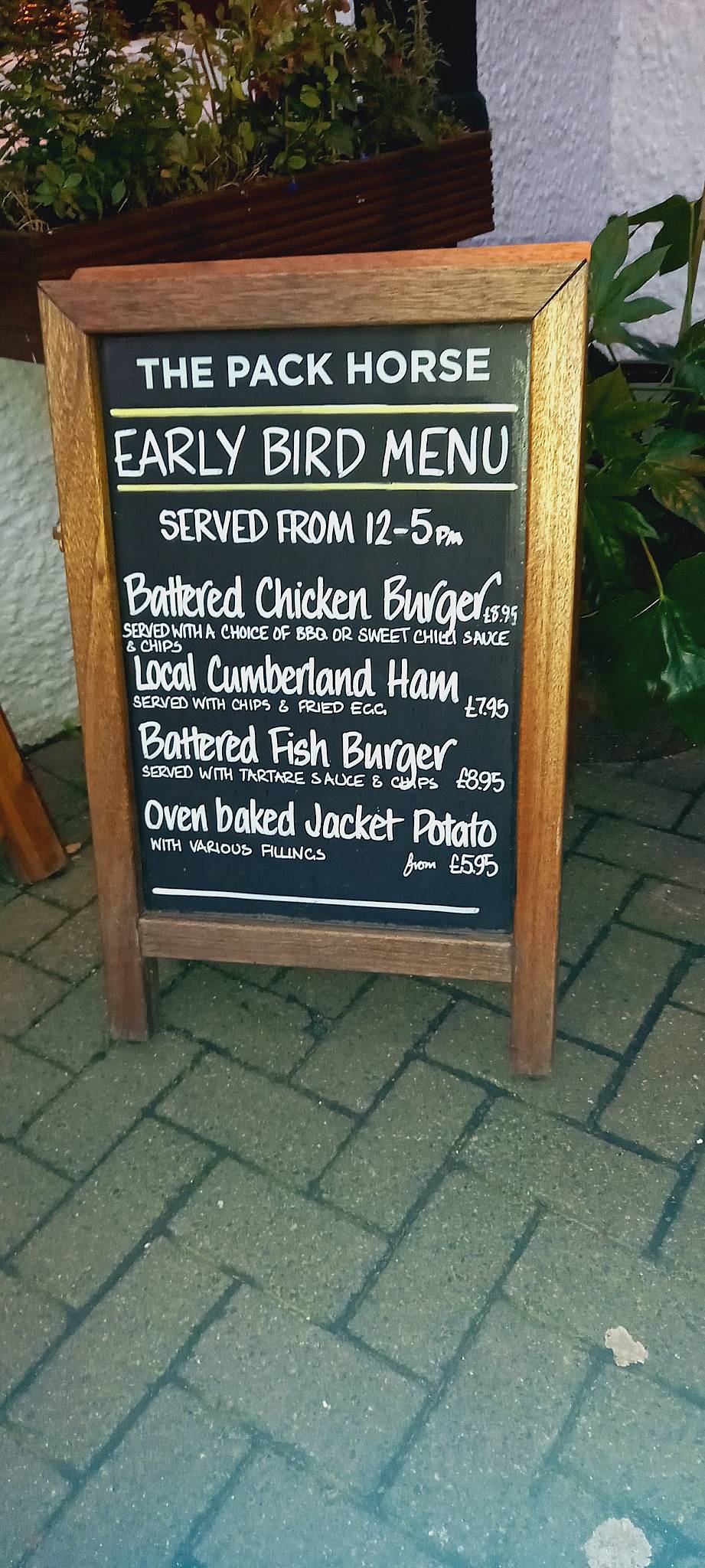 Menu at Pack Horse Inn pub & bar, Keswick