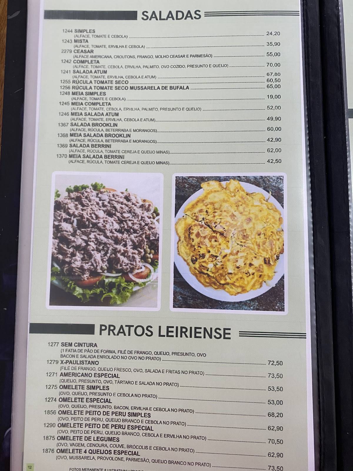 Padaria Leiriense cardápio
