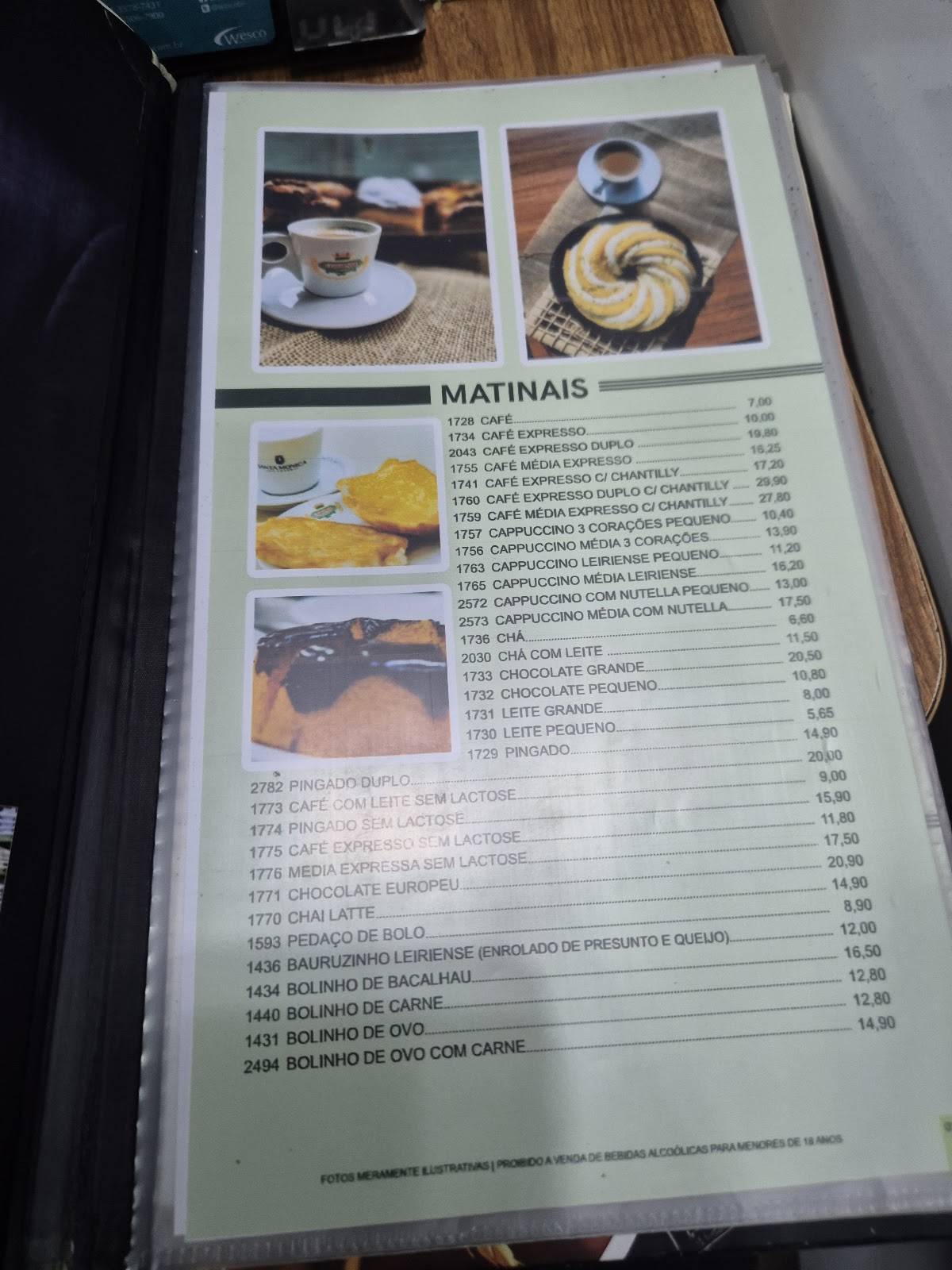 Padaria Leiriense cardápio