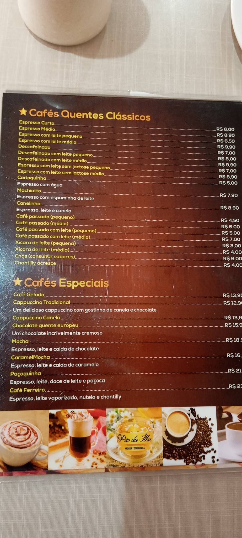 Padaria Pão da Ilha cardápio