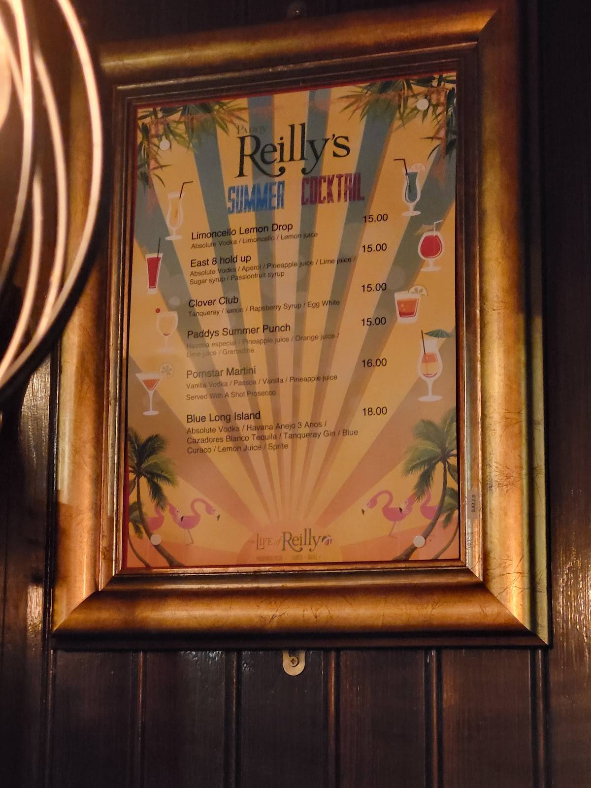 Menu di Paddy Reilly's 