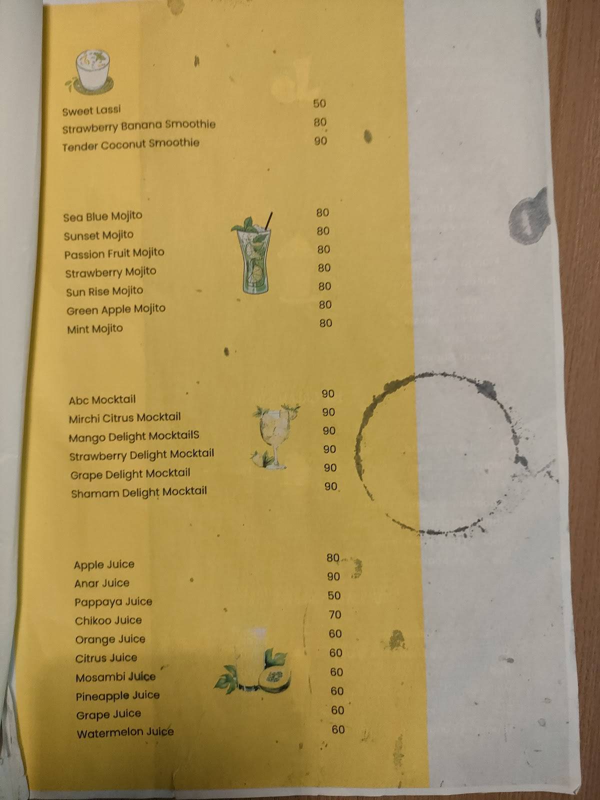 The Silver spoon menu