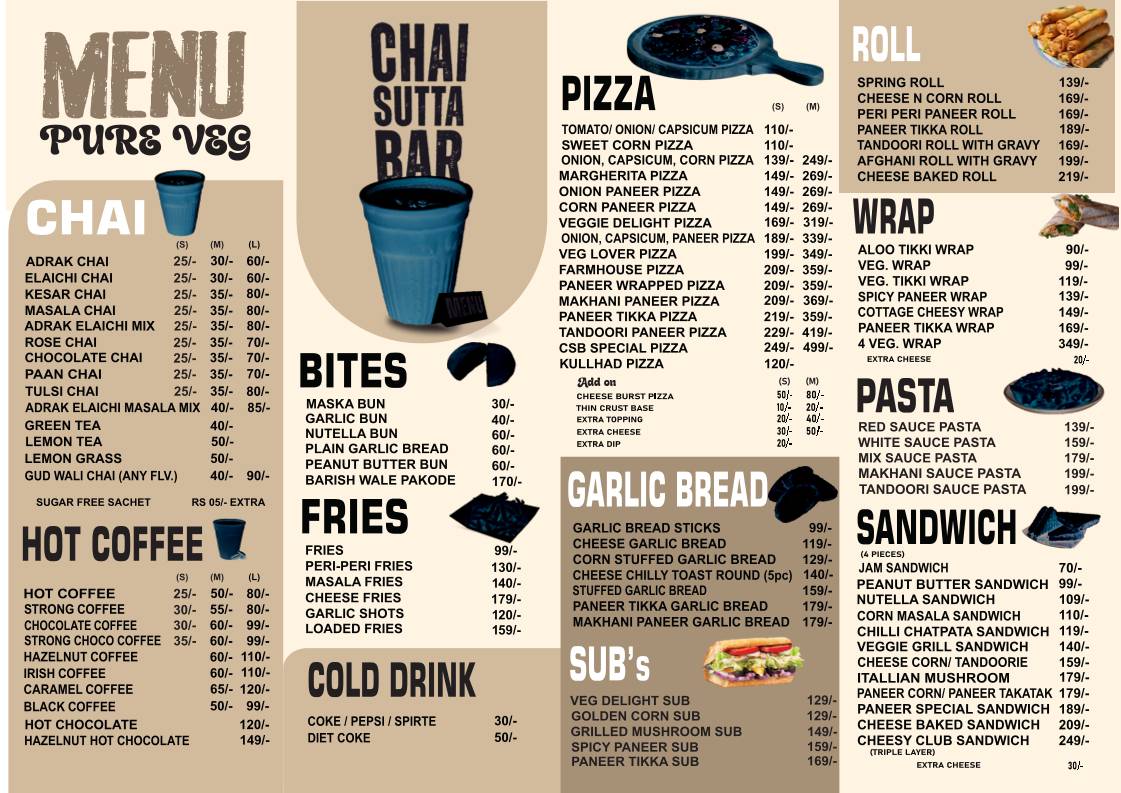 Chai Sutta Bar Palampur menu