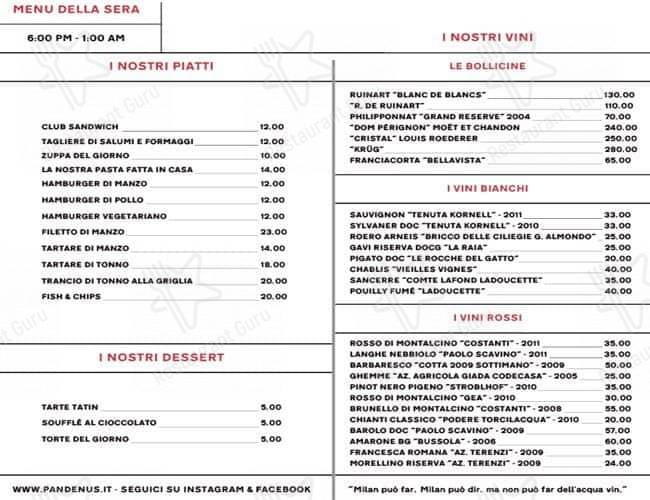 Menu di Osteria Pandenus 