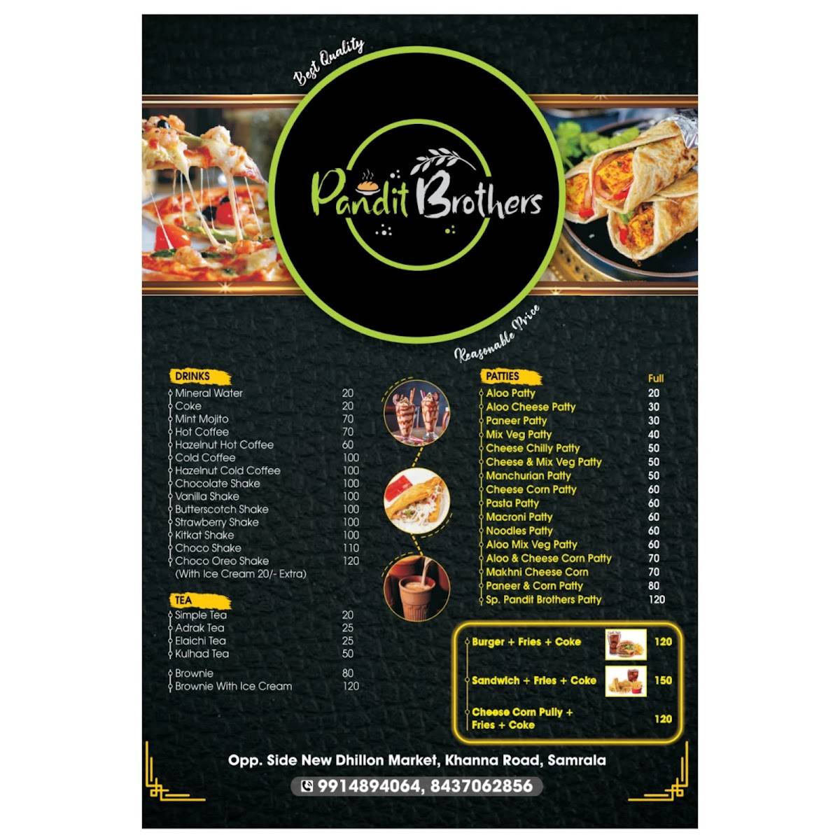 Pandit Brothers menu