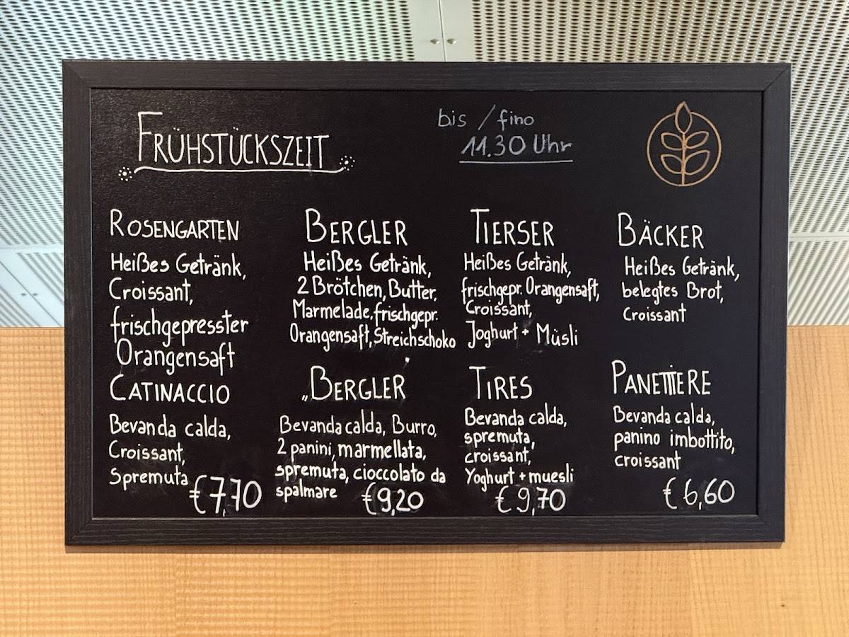 Menu di Panificio Tratter 