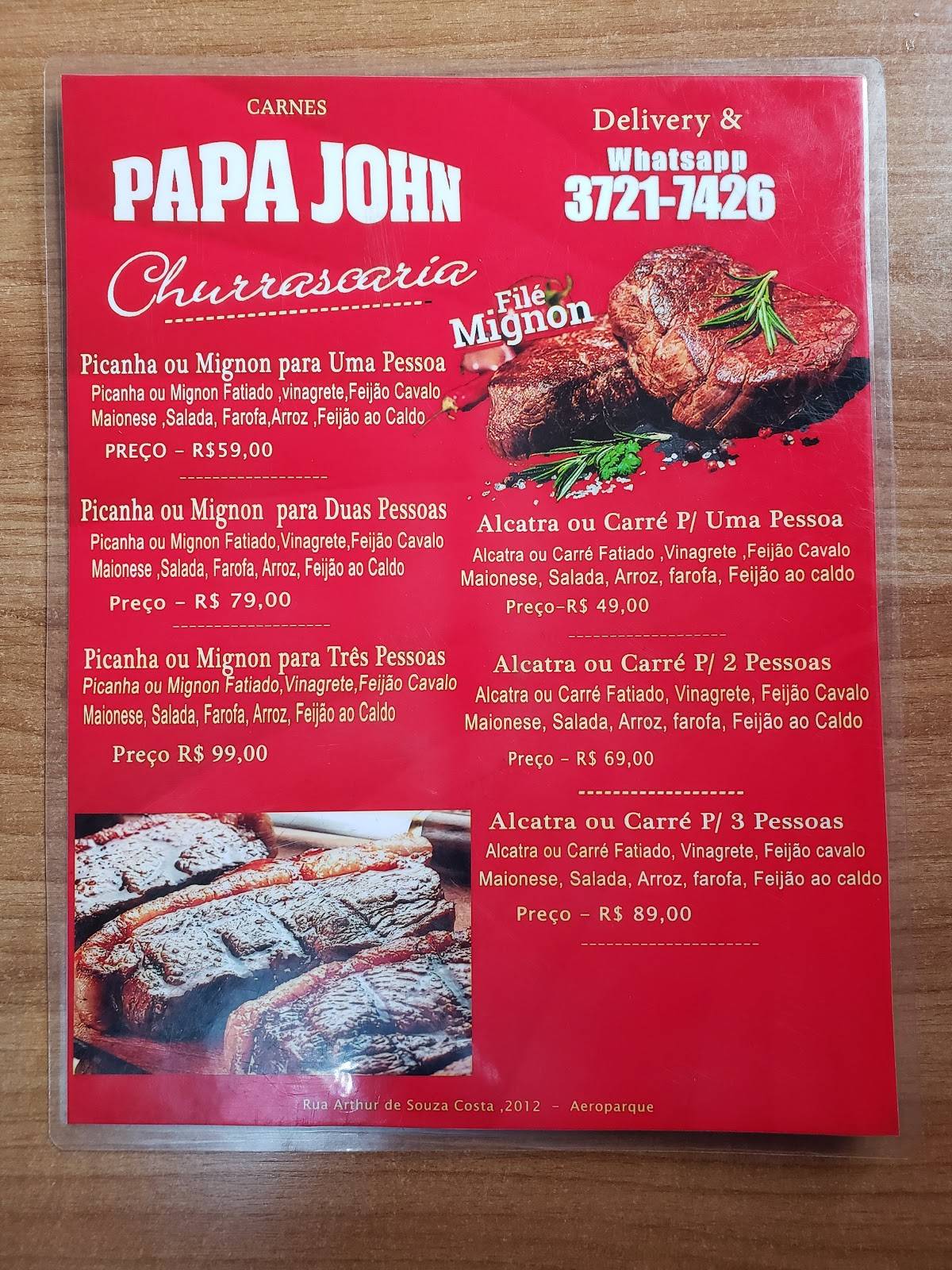Papa John cardápio
