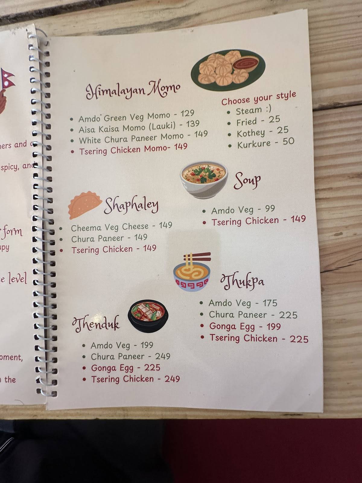 Papa Laphing menu