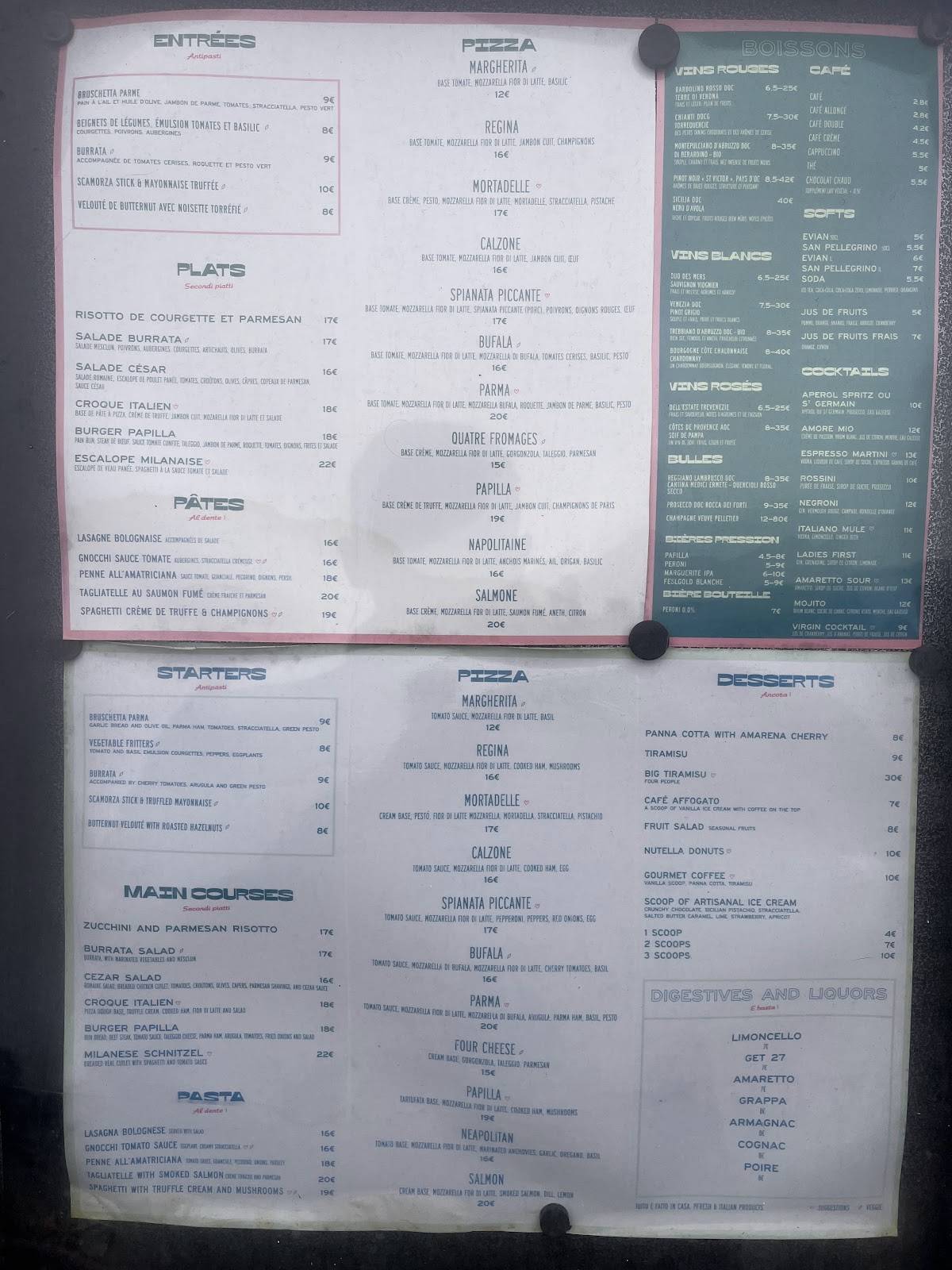 Menu de Papilla