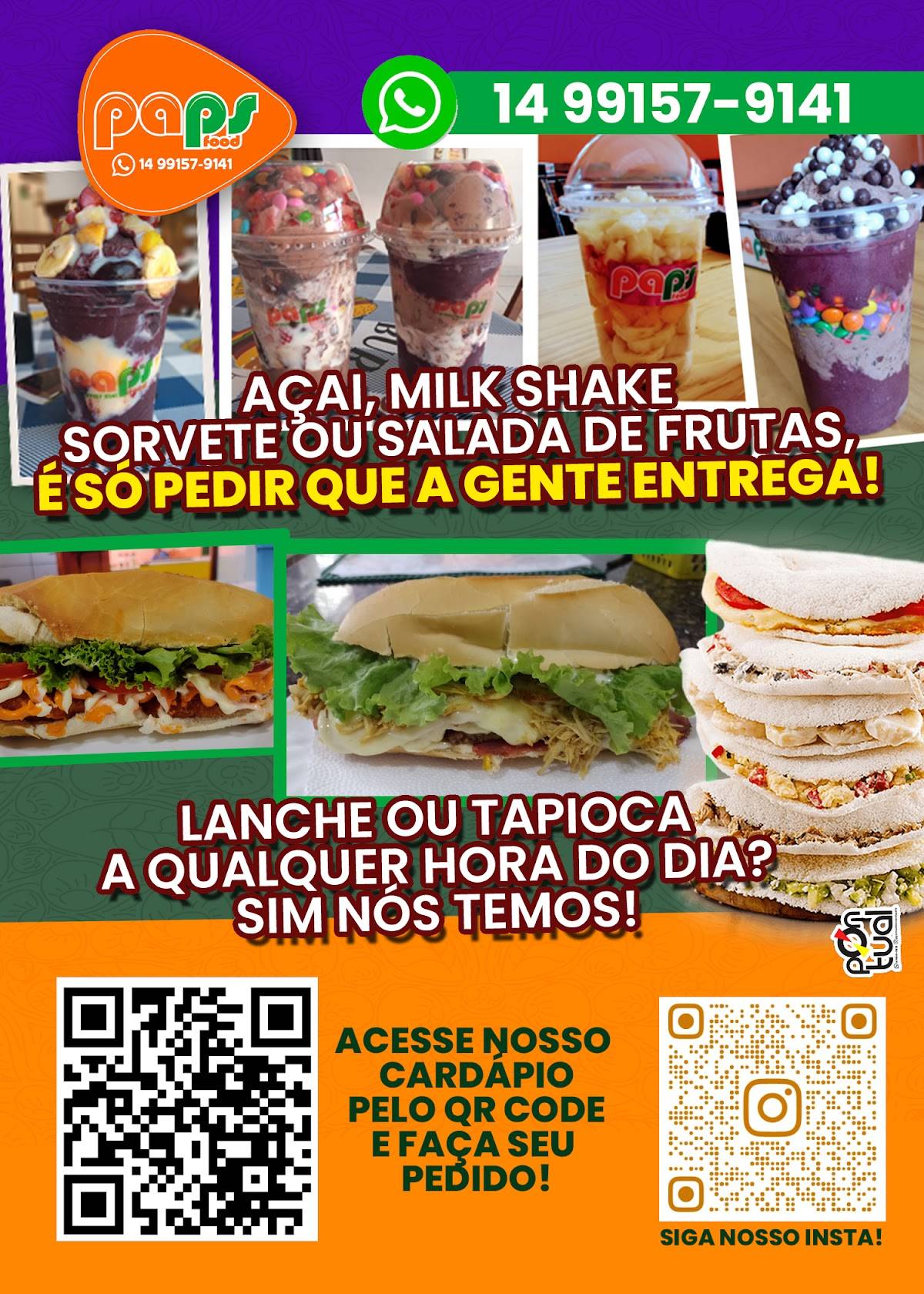 Paps Food - Lanchonete cardápio