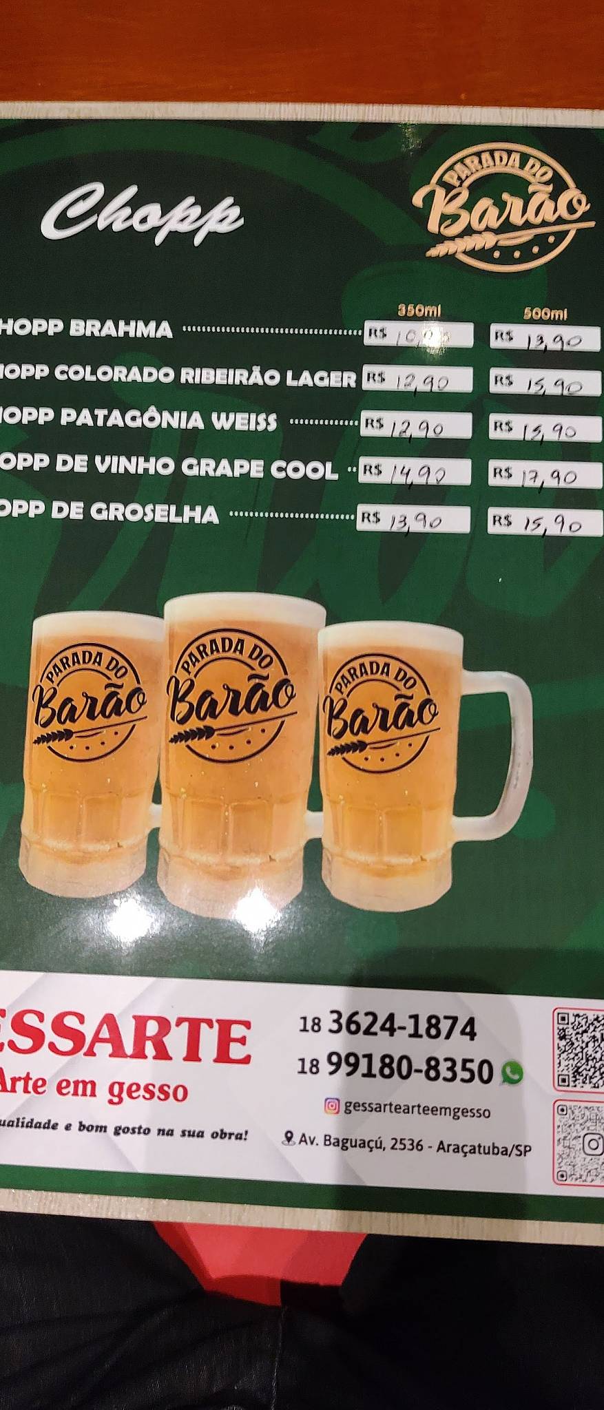 Parada Do Barão cardápio