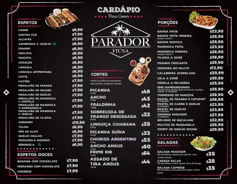 Parador Fiusa cardápio