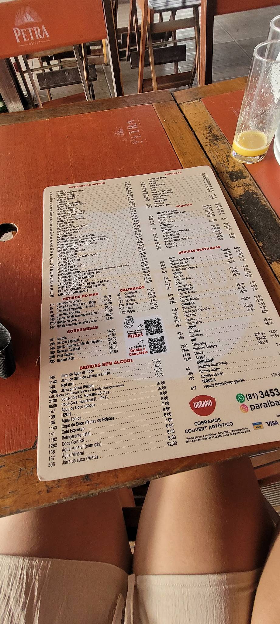 Paraibano's Bar cardápio