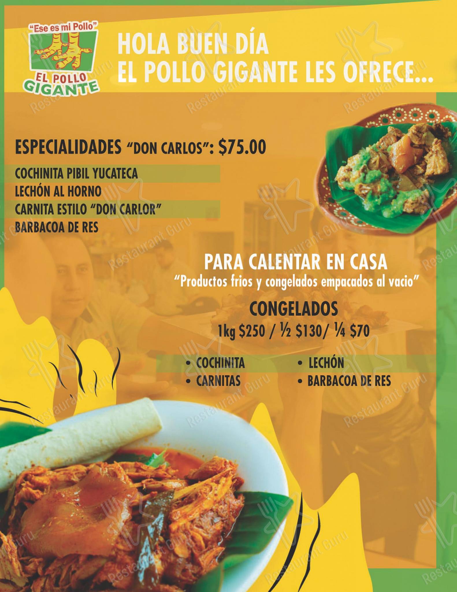 Carta del restaurante Pollo Gigante, Paraíso, ComalcalcoParaíso 319