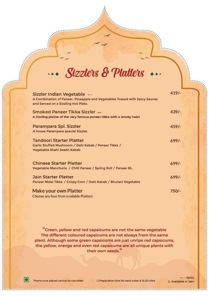 Parampara - Flavours Of India menu
