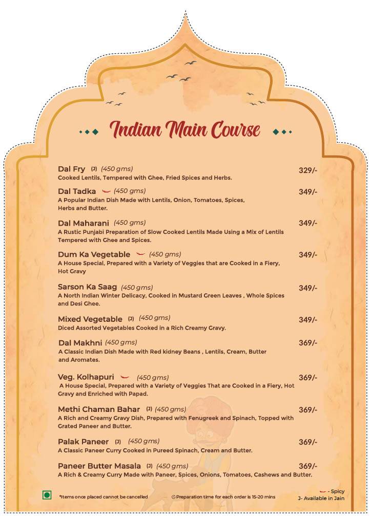 Parampara - Flavours Of India menu