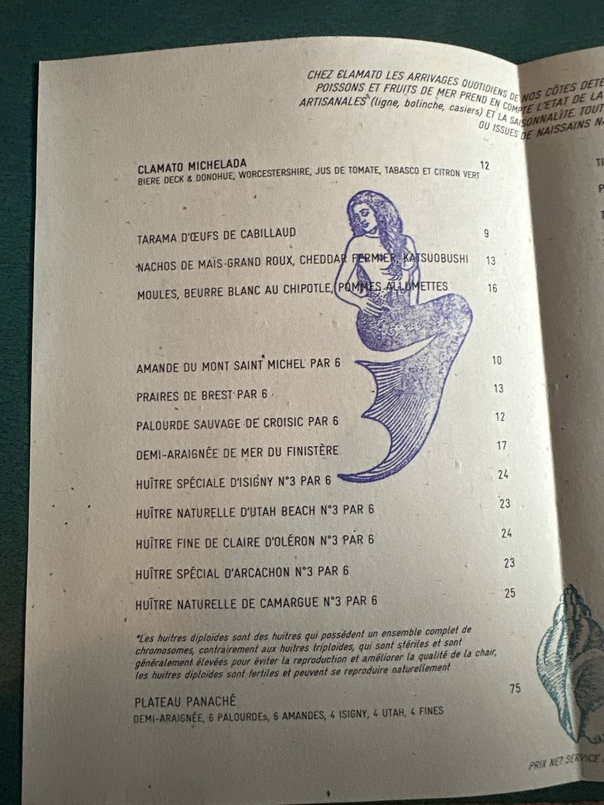 Menu de Clamato
