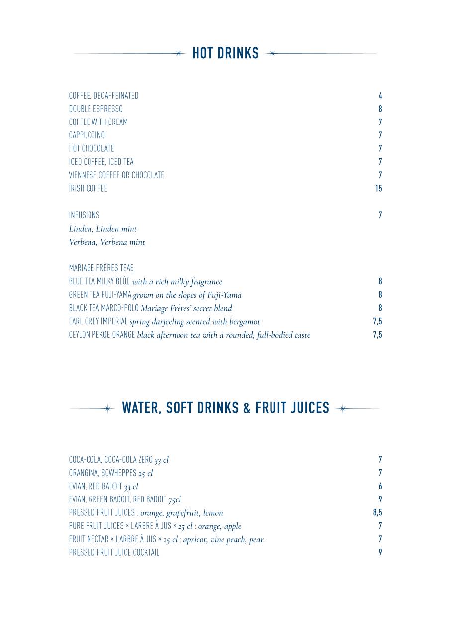 Menu de Le Stella