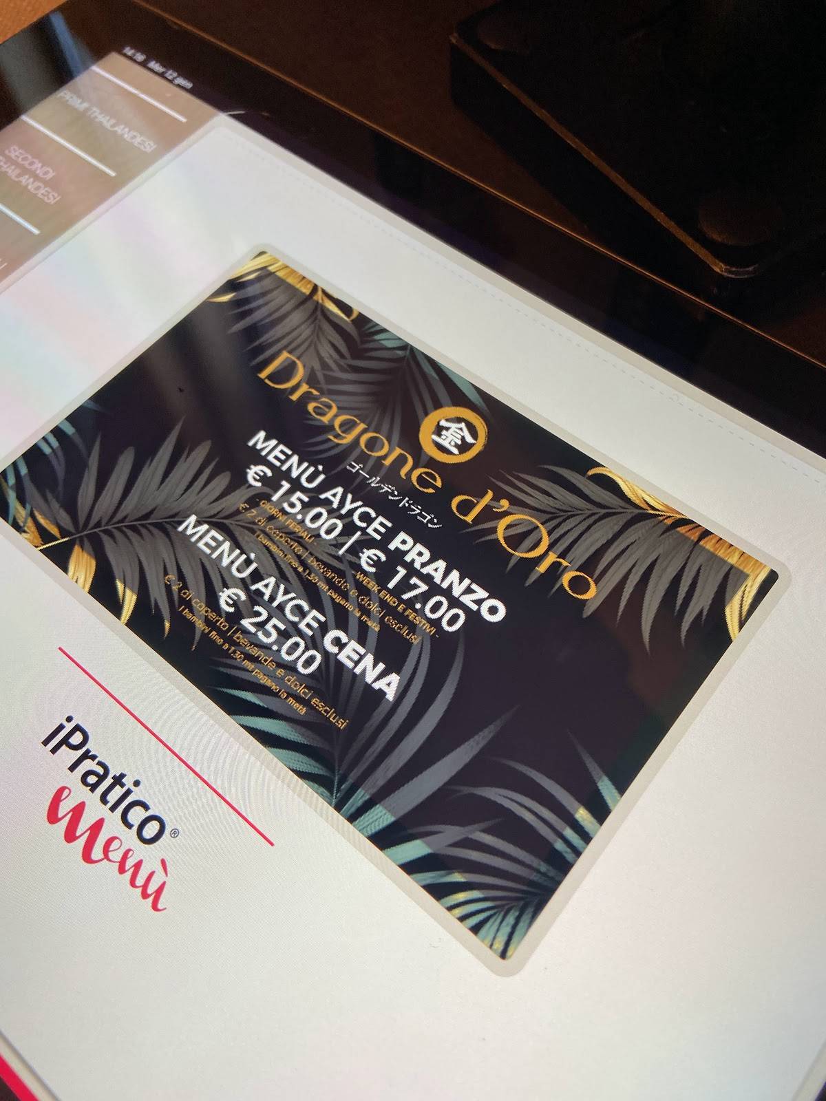 Menu di Ristorante Giapponese Il Nuovo Dragone D'oro 
